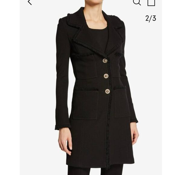 St. John Collection Santana Knit Topper Coat or Mini Dress Black Like New 10 - Picture 5 of 10